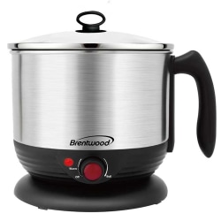 Brentwood Stainless Steel Cordless Electric Hot Pot Cooker And Food Steamer, 1.3 Qt, Silver