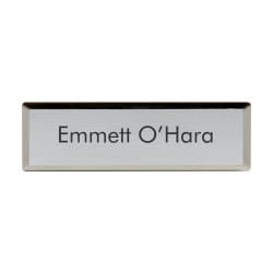 Custom Engraved Metal Rectangle Name Badge/Tag, 3/4" x 2-3/4", Silver
