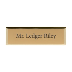 Custom Engraved Metal Rectangle Name Badge/Tag, 3/4" x 2-3/4", Gold