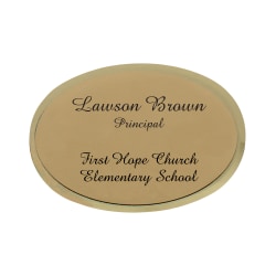 Custom Engraved Oval Name Badge/Tag, 1-3/4" x 2-1/2", Gold