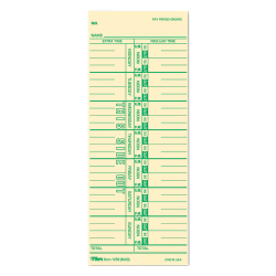 TOPS® Time Cards (Replaces Original Card M33), Named Days, 1-Sided, 9" x 3 1/2", Box Of 500