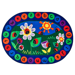 Carpets for Kids® Premium Collection Ladybug Circletime Classroom Rug, 6'9" x 9'5", Blue