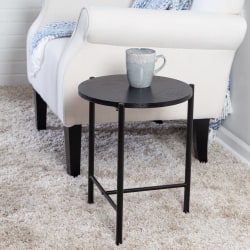 Honey Can Do Round Side Table With T-Pattern Base, 18"H x 15-3/4"W x 15-3/4"D, Black