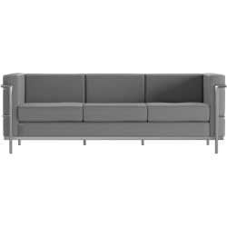 Flash Furniture HERCULES Regal Series Contemporary Leathersoft Sofa with Double Bar Encasing Frame, Gray