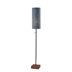 Adesso® Trudy Floor Lamp, 62"H, Blue Shade/Walnut Base