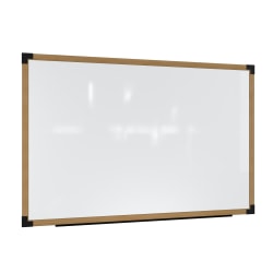 Ghent Prest Magnetic Dry-Erase Whiteboard, Porcelain, 50-1/4" x 98-1/4", White, Natural Wood Frame
