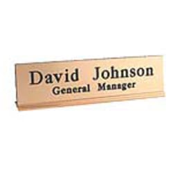 Custom Engraved Plastic Desk Signs With Metal Holder, 2" x 8"