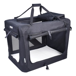Jespet, Inc. 3-Door Soft-Sided Folding Travel Pet Crate, 21"H x 30"W x 23"D, Black