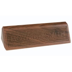 Custom Engraved Raised Letters On Walnut Desk Bar, 1-3/4" x 10-1/2"