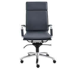 Eurostyle Gunar Pro Faux Leather High-Back Office Chair, Blue/Chrome