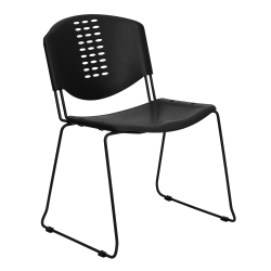 Flash Furniture HERCULES Series 400 lb. Capacity Plastic Stack Chair with Black Frame, Black