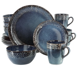 Meritage Jasper 16-Piece Round Stoneware Dinnerware Set, Blue