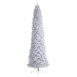 Nearly Natural Fir 144"H Slim Artificial Christmas Tree With Bendable Branches, 144"H x 45"W x 45"D, White