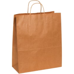 Partners Brand Paper Shopping Bags, 15 3/4"H x 13"W x 6"D, Kraft, Case Of 250