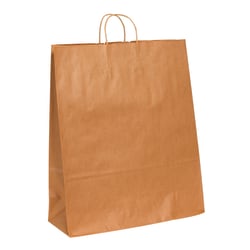Partners Brand Paper Shopping Bags, 19 1/4"H x 16"W x 6"D, Kraft, Case Of 200