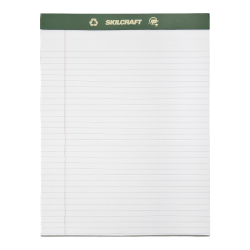 SKILCRAFT 80% Recycled Chlorine-Free Writing Pads, Letter Size, 8 1/2" x 11", 25 Sheets, Pack Of 12 (AbilityOne 7530-01-516-9627)