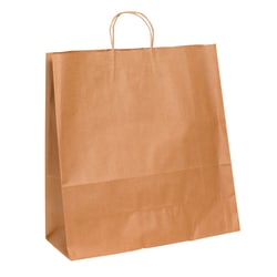 Partners Brand Paper Shopping Bags, 18 3/4" x 18"W x 7"D, Kraft, Case Of 200
