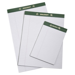 SKILCRAFT® 80% Recycled Chlorine-Free Writing Legal Pads, 8 1/2" x 14", Legal Ruled, White, 25 Sheets, Pack Of 12 (AbilityOne 7530-01-516-9626)