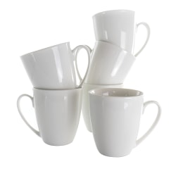 Elama Rosales 6-Piece Porcelain Mug Set, 12 Oz, White