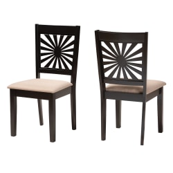 Baxton Studio Olympia Finished Wood Dining Accent Chairs, Beige/Espresso Brown, Set Of 2 Chairs