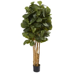 Nearly Natural Fiddle Leaf Fig 60"H Artificial Tree With Pot, 60"H x 30"W x 30"D, Green