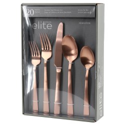 Gibson Elite Earlston 20-Piece Stainless Steel Flatware Set, Bronze