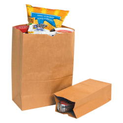 Partners Brand Grocery Bags, 11"H x 6"W x 3 5/8"D, Kraft, Case Of 500