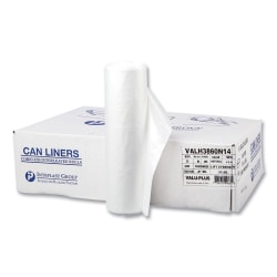 Interplast Group High Density Commercial Can Liner Value Pack, 60 gal, 12 mic, 38" x 58", Clear, Interleaved Roll, 25 Bags/Roll, 8 Rolls/CT