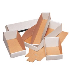 Partners Brand Open Top Bin Boxes, 2" x 9" x 4 1/2", White, Case Of 25