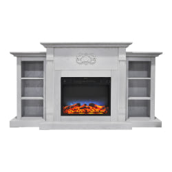 Cambridge® Sanoma Electric Fireplace With Built-In Bookshelves And Multicolor LED Flame Display, White