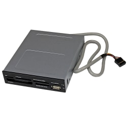 StarTech.com 3.5in Front Bay 22-in-1 USB 2.0 Internal Multi Media Memory Card Reader - Black - 22-in-1 - CompactFlash Type I, CompactFlash Type II, SD, miniSD, microSD, SDHC, SDXC, MultiMediaCard (MMC), Reduced Size MultiMediaCard (MMC), Memory Stick