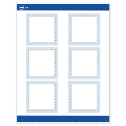 Avery® Print-To-The-Edge Labels With Sure Feed® Technology, S00-DMF-PRWMP10, Square, 3" x 3", Matte White, Preprinted Blue Border with Gold Dots Design, Pack Of 60