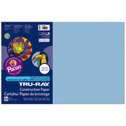 Tru-Ray® Construction Paper, 50% Recycled, 12" x 18", Sky Blue, Pack Of 50
