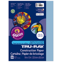 Tru-Ray® Construction Paper, 50% Recycled, 9" x 12", Sky Blue, Pack Of 50