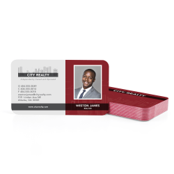 Custom Full-Color Luxury Heavy Weight Color Core Business Cards, Red Core, Rounded Corners, 2-Sided, Box Of 50