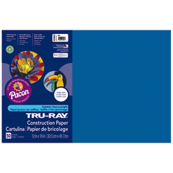 Tru-Ray® Construction Paper, 50% Recycled, 12" x 18", Blue, Pack Of 50
