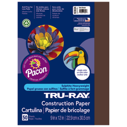 Tru-Ray® Construction Paper, 50% Recycled, 9" x 12", Dark Brown, Pack Of 50