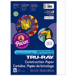 Tru-Ray® Construction Paper, 50% Recycled, 9" x 12", White, Pack Of 50