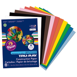 Tru-Ray® Construction Paper, 50% Recycled, Assorted Colors, 9" x 12", Pack Of 50