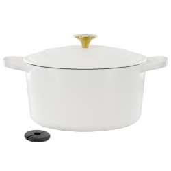 Crock-Pot Artisan 6-Quart Enameled Cast Iron Dutch Oven With Handle, Matte Linen/Gold