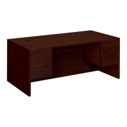 HON® 10500 72"W Double-Pedestal Computer Desk, Mahogany