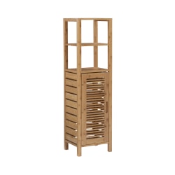 Linon Bullock 13"W Single Door Bamboo Cabinet with Shelves, Natural