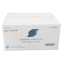 GEN Single-Fold Paper Towels, 9 x 9.45, White, 334/Pack, 12 Packs/Carton