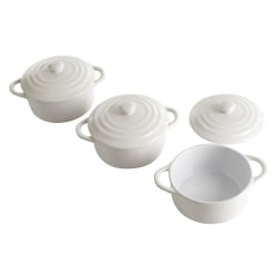 Martha Stewart Stoneware Mini Casserole Dishes With Lids, Sharkey Gray, Pack of 3 Dishes