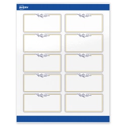Avery® Printable Labels With Sure Feed® Technology, S00-DNR-PRWGP10, Rectangle, 2" x 4", Glossy White, Preprinted Gold & Navy Border with Florals Design, Pack Of 100