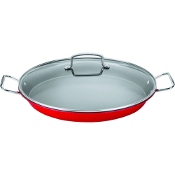 Cuisinart™ 15" Paella Pan With Glass Lid, Red