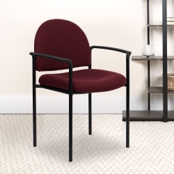 Flash Furniture Comfortable Stackable Steel Side Chair With Arms, Burgundy/Black