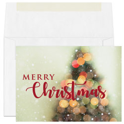 Custom Full-Color Holiday Cards With Envelopes, 7" x 5", Christmas Light, Box Of 25 Cards