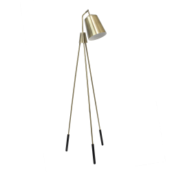 Lalia Home Industrial Tripod Floor Lamp, 65"H, Antique Brass Shade/Antique Brass/Black Base