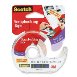 Scotch Removable Scrapbook Double Sided Tape - 25 ft Length x 0.50" Width - Dispenser Included - For Photo, Document - 1 Roll - Clear